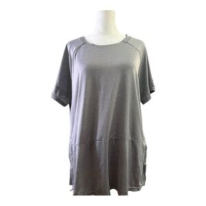 Avia Women’s Gray Athletic Shirt with Mesh Detail Workout Athleisure Top